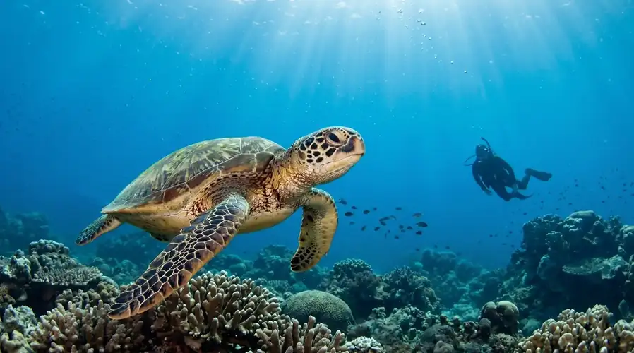 Scuba diving session at the famous Sipadan Marine Park Turtle Garden Resort