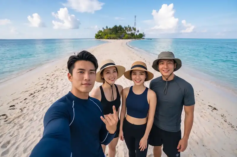Relaxing at Sibuan Island white sands with Turtle Garden Resort in the Semporna Islands area