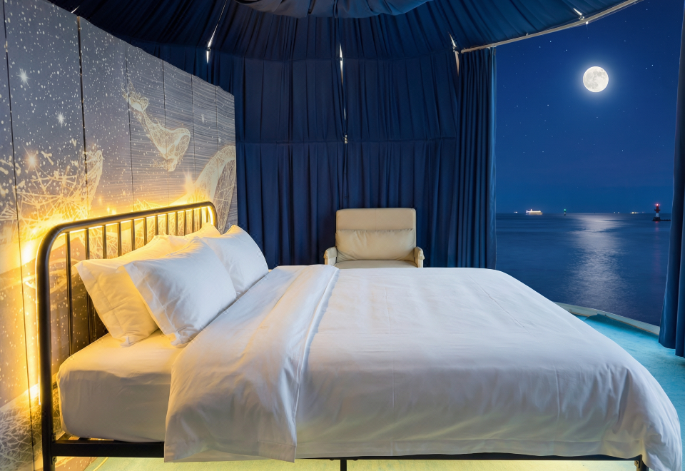 Night sea view from the dome bedroom Turtle Garden Resort