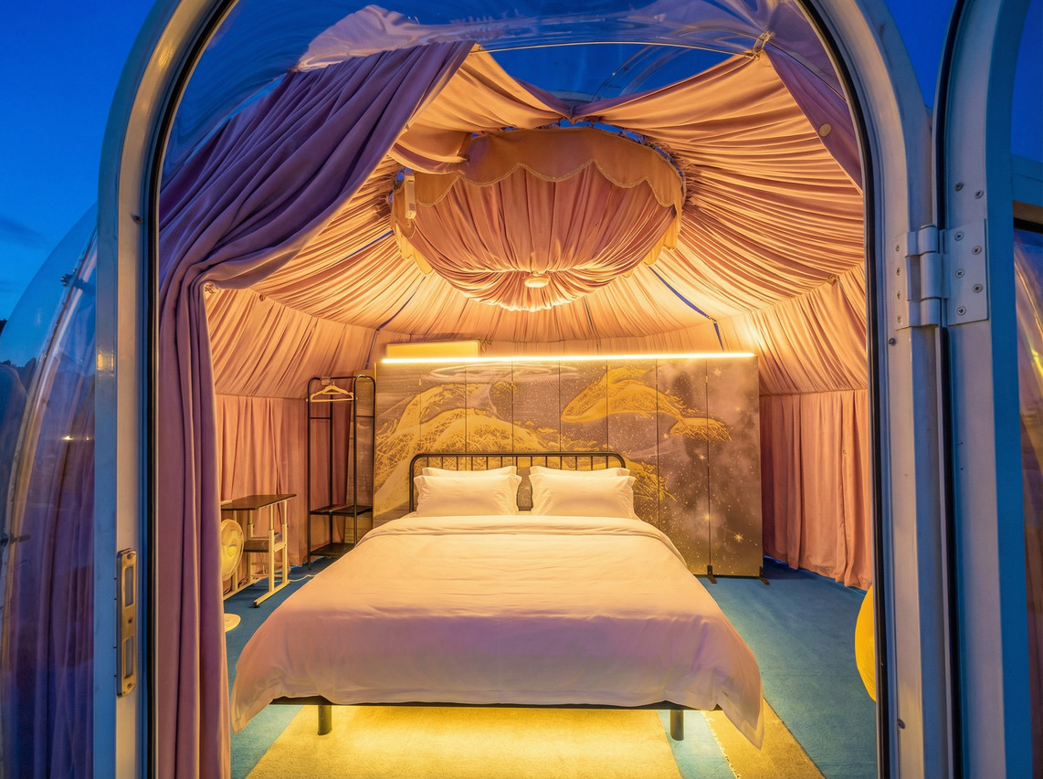 Twilight dome canopy bedroom view Turtle Garden Resort